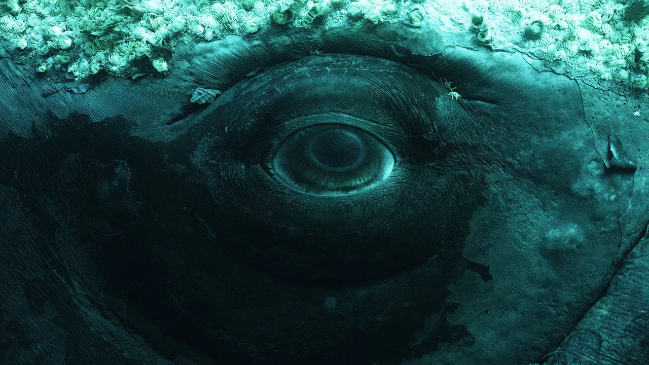 Whale with Steve Backshall backdrop