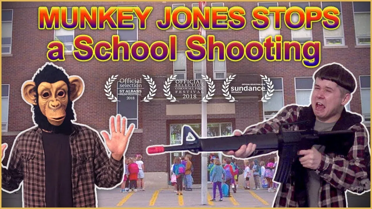 Munkey Jones Stops a School Shooting backdrop