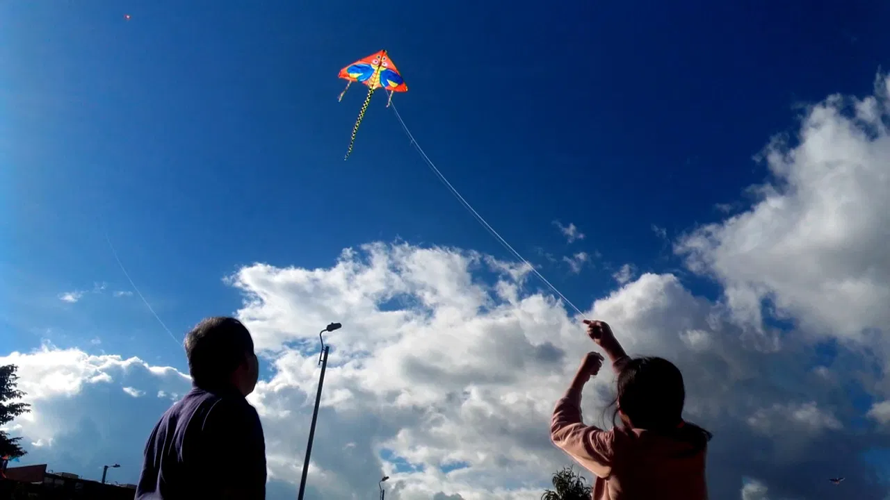 flying a kite backdrop
