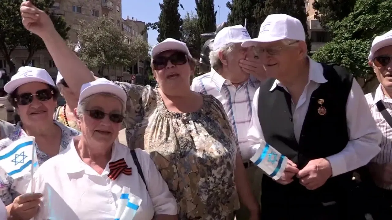 Jerusalem. Victory March backdrop