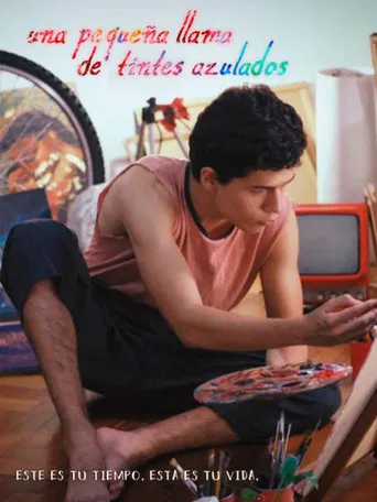 Una pequeña llama de tintes azulados poster