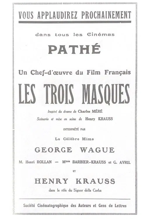 Les Trois masques poster