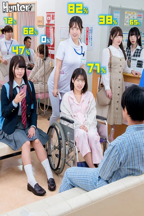 HUNTC-340 えっ！？80％？なにこの数字？ヤレる確率が可視化されてボクだけに見える世界！病院編 なんだその頭の上に見えてる数字は！ poster