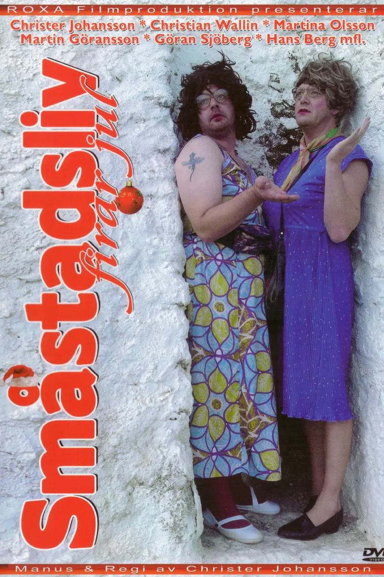 Småstadsliv firar jul poster background