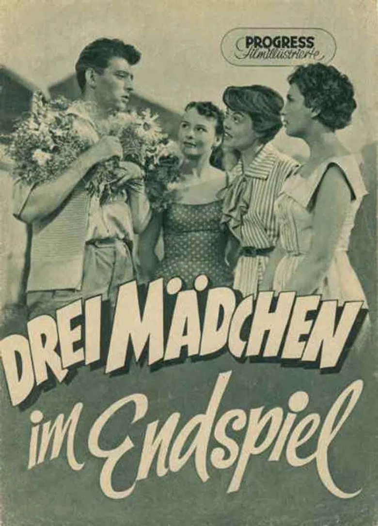 Drei Mädchen im Endspiel poster background