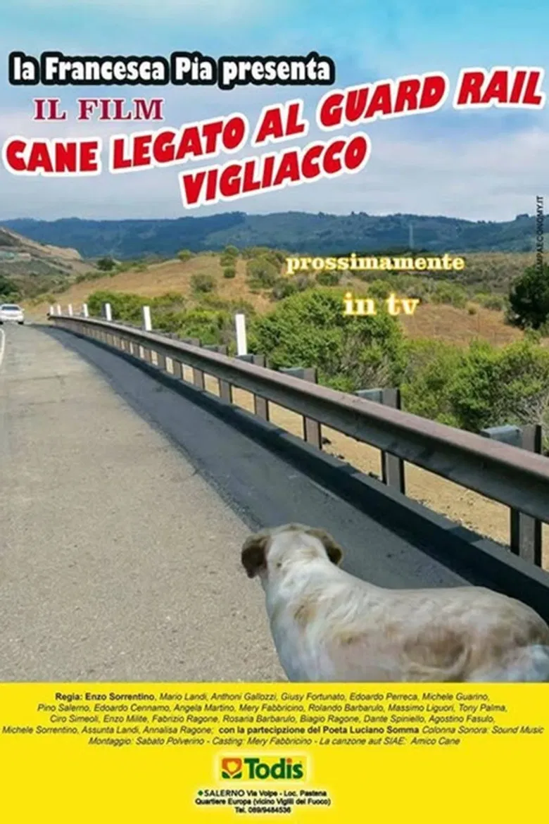 Cane legato al guard rail vigliacco poster background