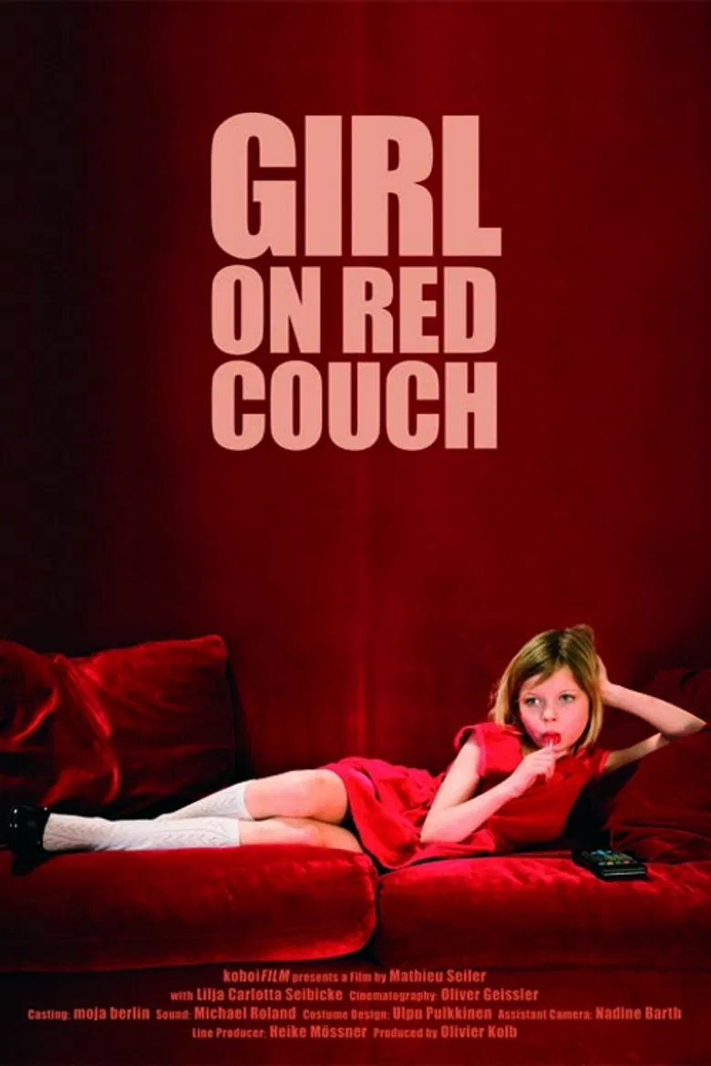 Girl on Red Couch poster background
