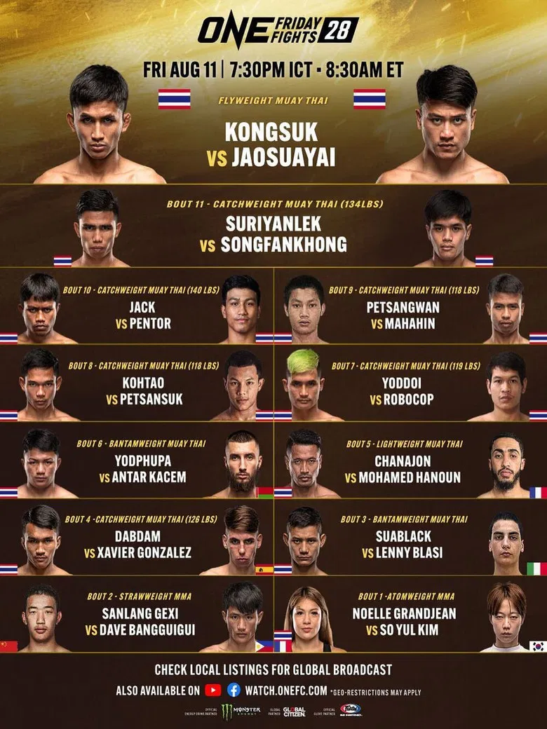 ONE Friday Fights 28: Kongsuk vs. Jaosuayai poster background