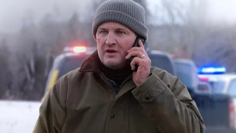 Scene of the plane crash wreckage in the snow