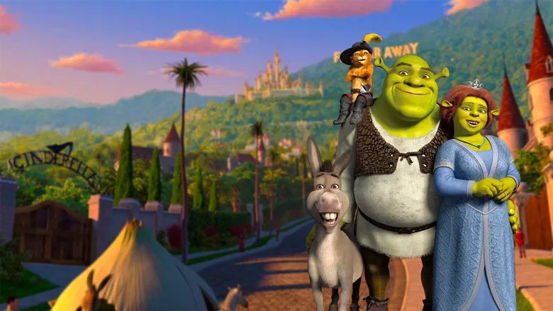 Shrek and Fiona arriving in the Kingdom of Far Far Away