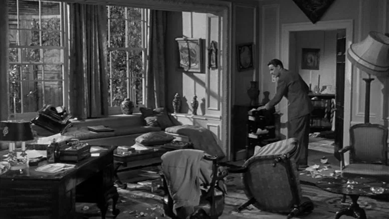 A tense confrontation in the shadows of post-war London