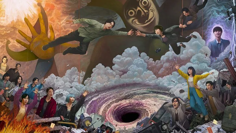 Arisu and friends staring at the empty city