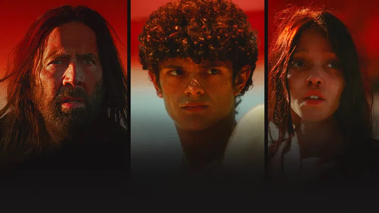 Nicolas Cage as The Carpenter working in a dim workshop