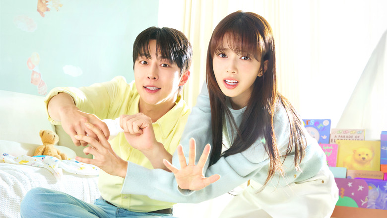 The characters navigating their new life with the child