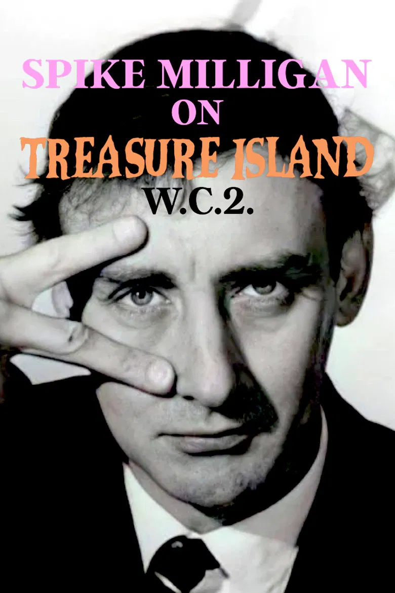 Spike Milligan on Treasure Island WC2 poster background