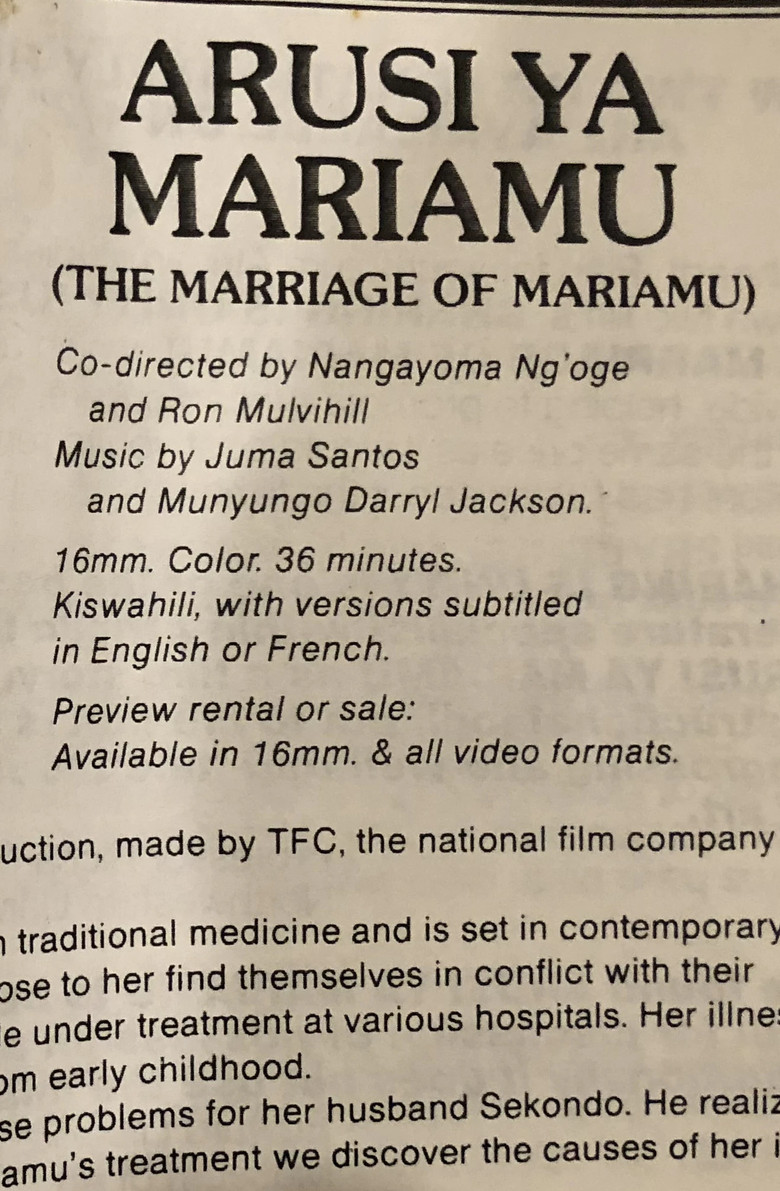 The Marriage of Mariamu poster background