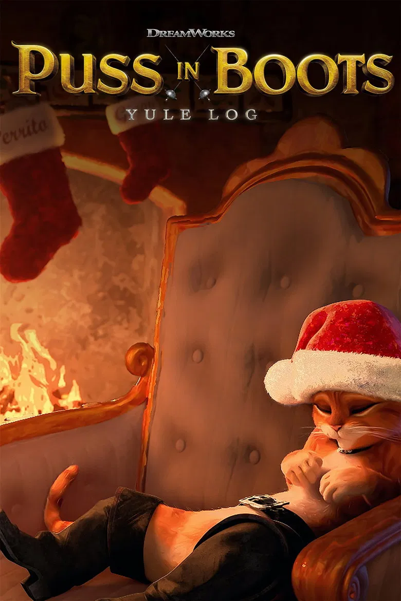 Puss in Boots' Yule Log poster background