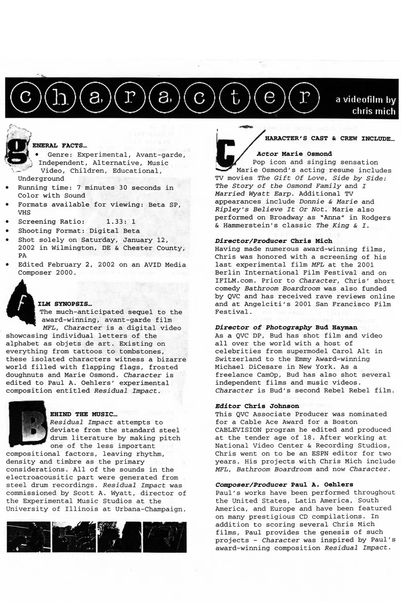 CHARACTER poster background