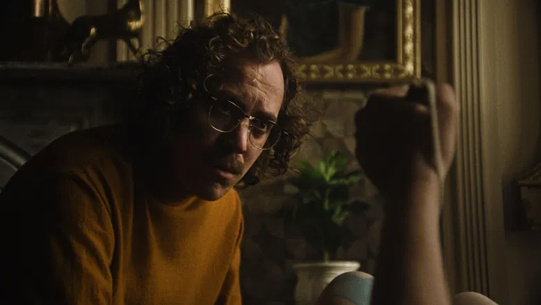 A tense moment between two characters in a hallway