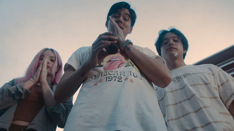 Character staring contemplatively at a Buddha statue