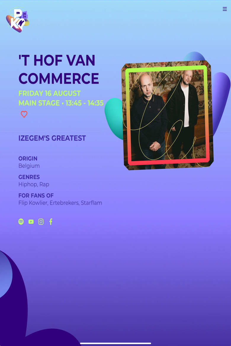 'T Hof Van Commerce: Pukkelpop 2024 poster background