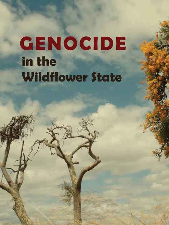 Genocide in the Wildflower State poster background