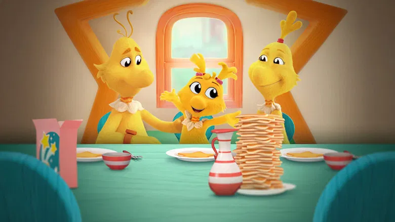 The vibrant beach setting of the Sneetches