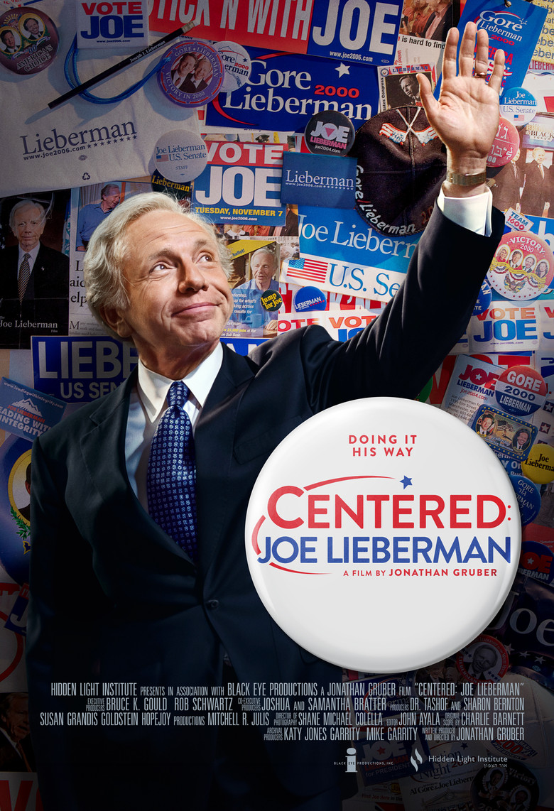 Centered: Joe Lieberman poster background