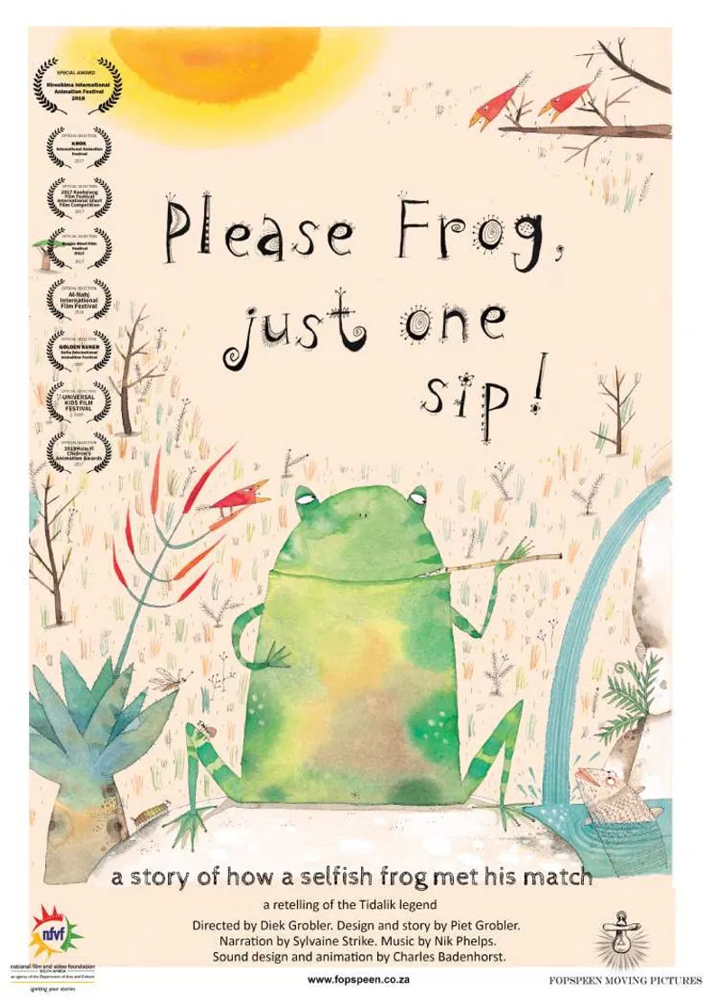 Please frog, just one sip! poster background