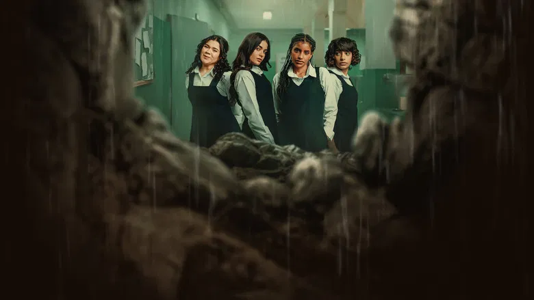 The survivors navigate the dark, flooded confines of the pit