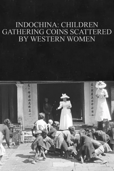 Indochina: Children Gathering Coins Scattered by Western Women poster background