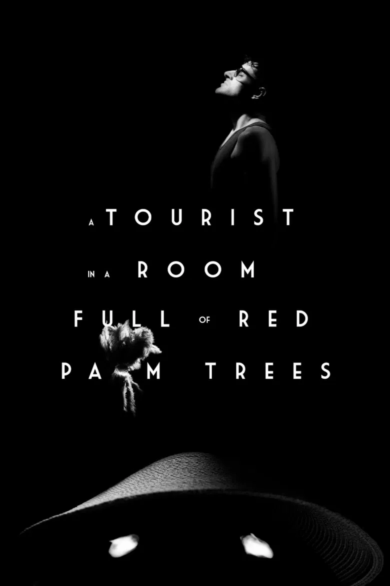 A Tourist in a Room Full of Red Palm Trees poster background