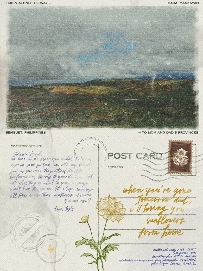 when you're gone tomorrow dad, i'll bring you sunflowers from home poster background