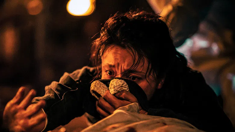 A scene depicting the harsh conditions within the camp