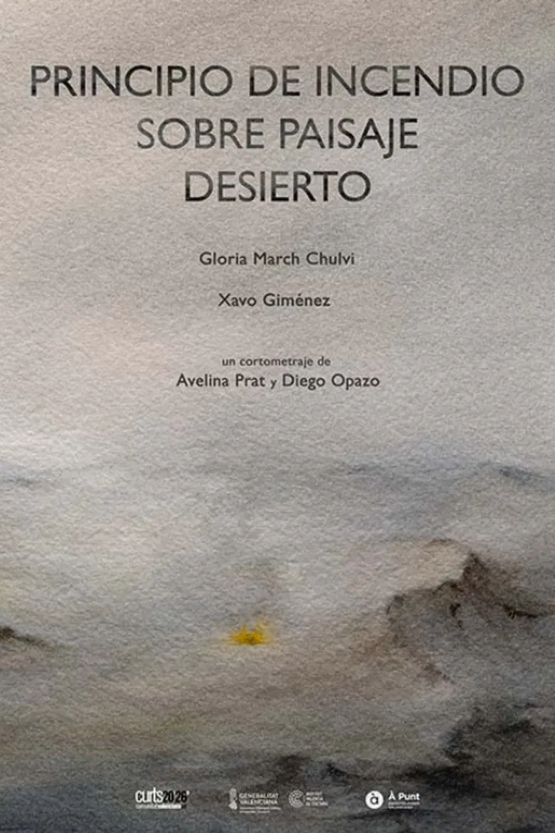 Principio de incendio sobre paisaje desierto poster background