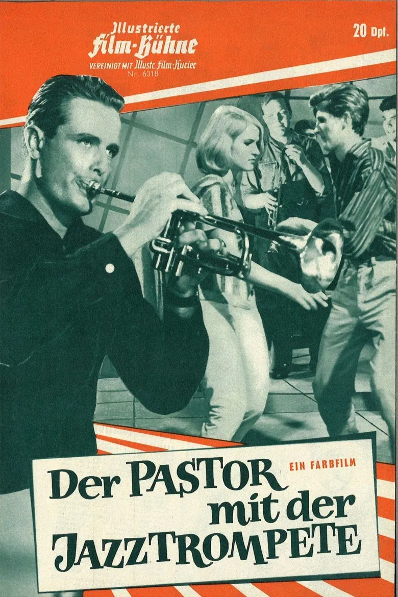 Der Pastor mit der Jazztrompete poster background